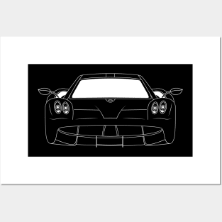 Pagani Huayra White Outline Posters and Art